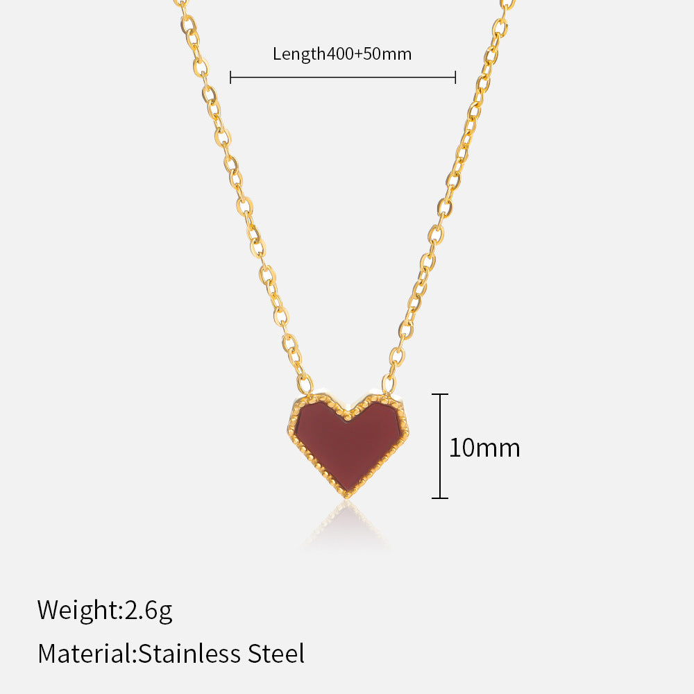 Wholesale Love Collarbone Chain Retro Red Heart Necklace