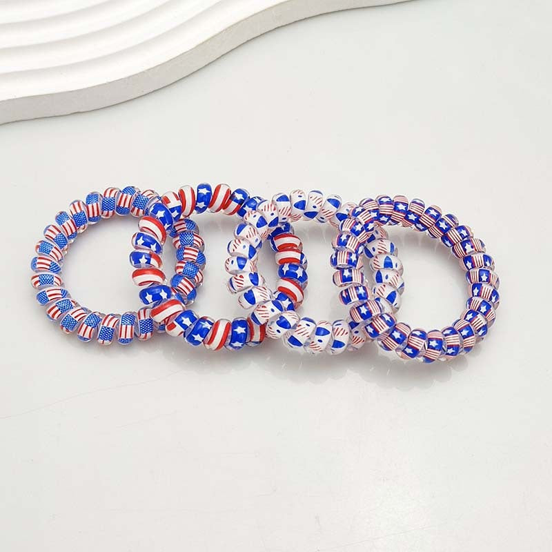 Wholesale American Flag Phone Wire Hair Tie Hair Scrunchies Independence Day ACC-HS-MengKa001