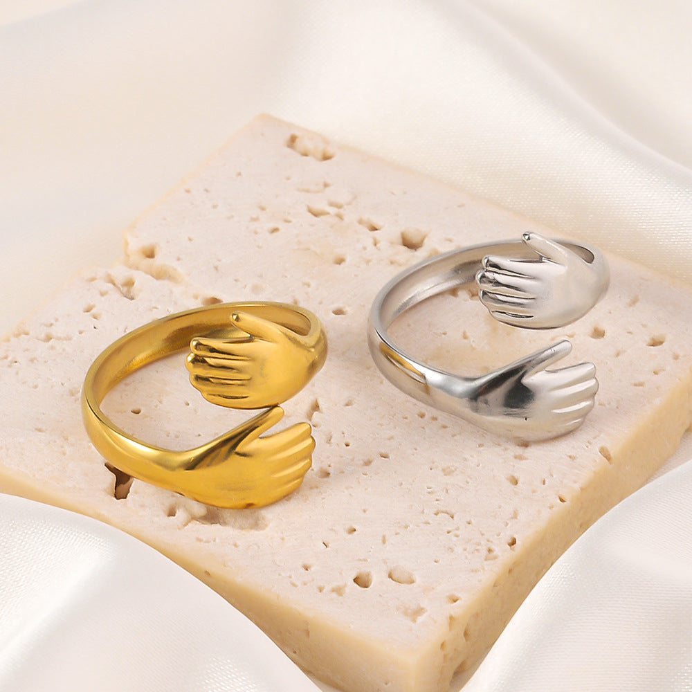 Wholesale titanium steel open adjustable finger ring