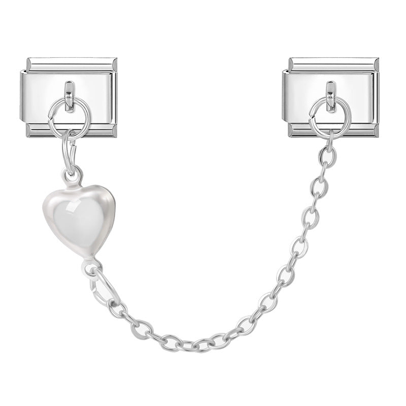 Wholesale Italian Charm Bracelet 9mm DIY Splicing Silver Double Pendant Stainless Steel Composable Bracelet