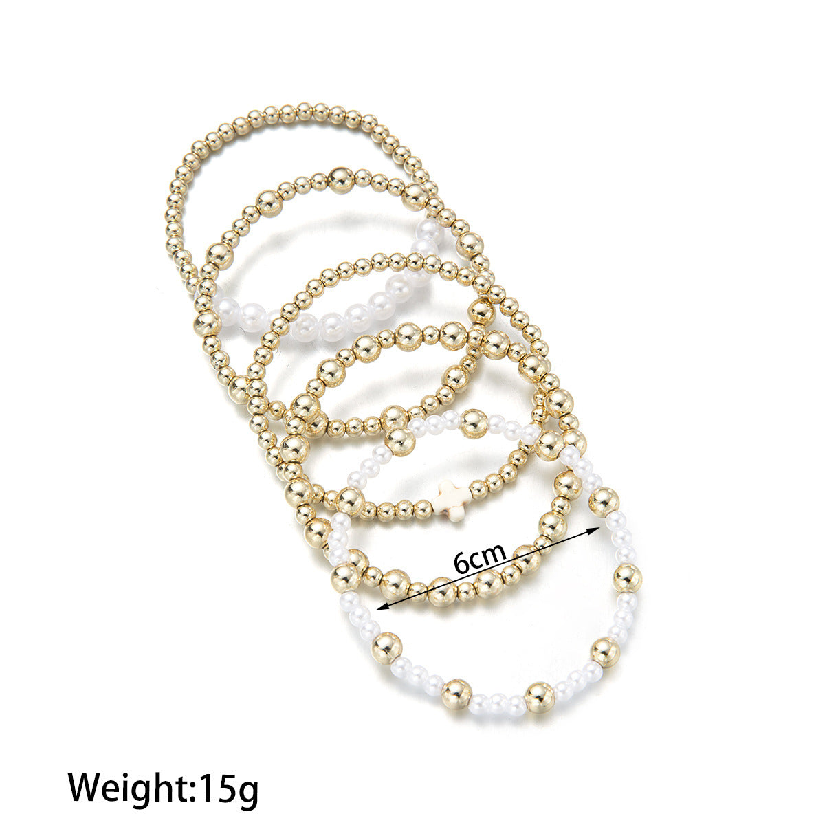 Wholesale  Turquoise Cross Pearl  Beaded Elastic Ladies Bracelet