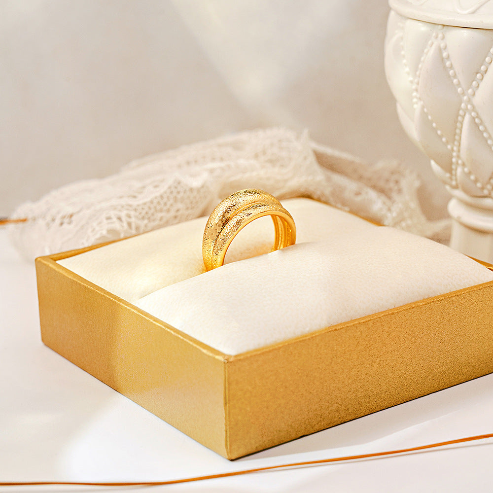 Wholesale geometric curved brushed double layer open ring