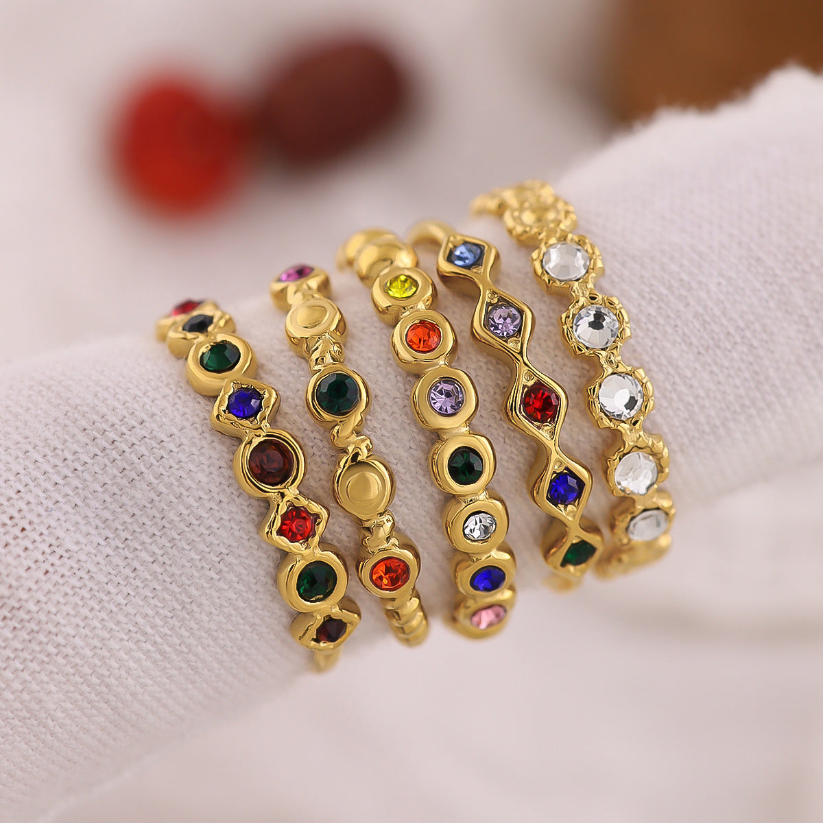 Wholesale geometric titanium steel ring 18K gold  ring