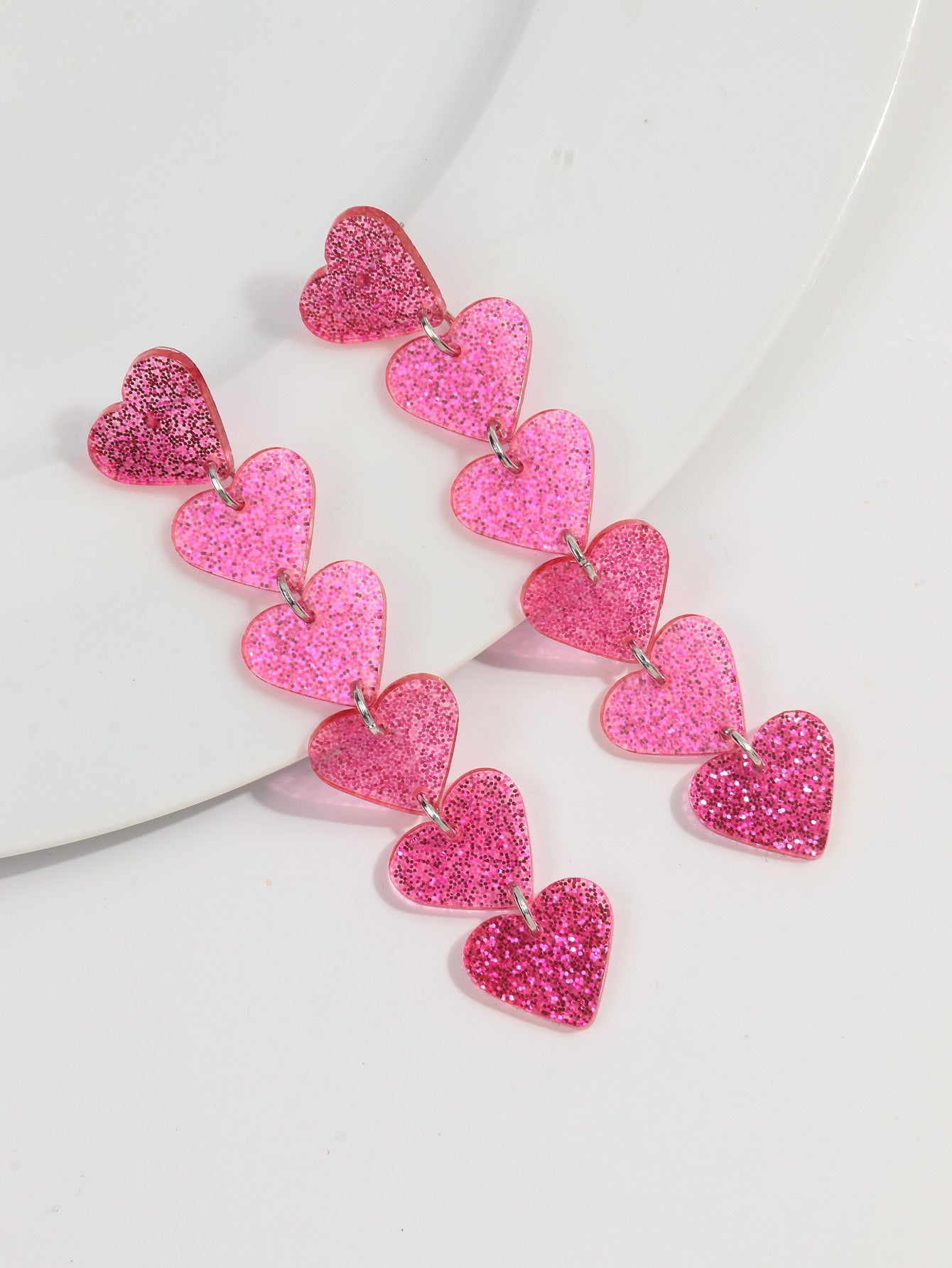 Wholesale  Acrylic Heart Love Leopard Valentine's Day Tassel Earrings