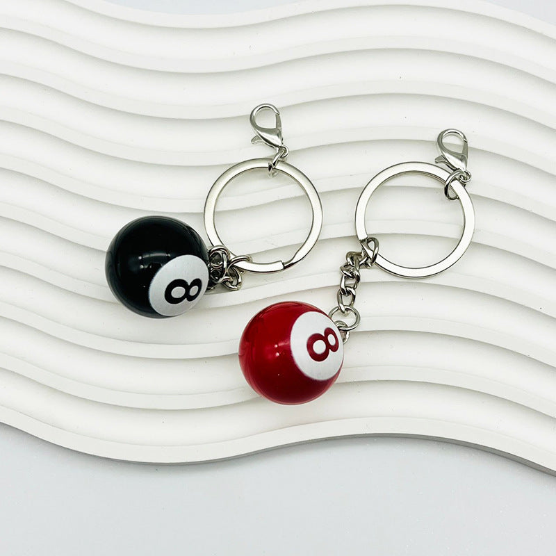 Wholesale resin black 8 solid billiard keychain