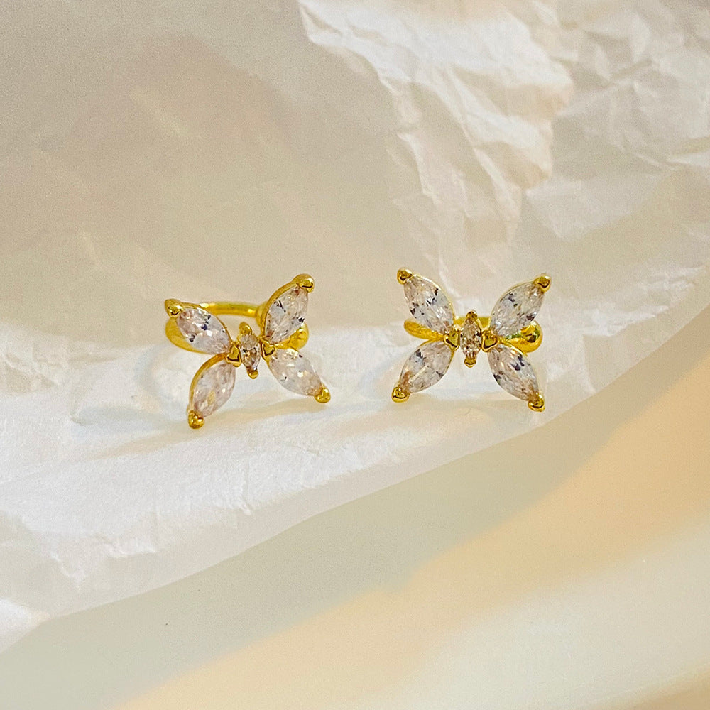 Wholesale Trendy Butterfly Ear Cuff For Women Copper Zirconia Ear Clip No Piercing Earring Boutique Jewelry Accessory