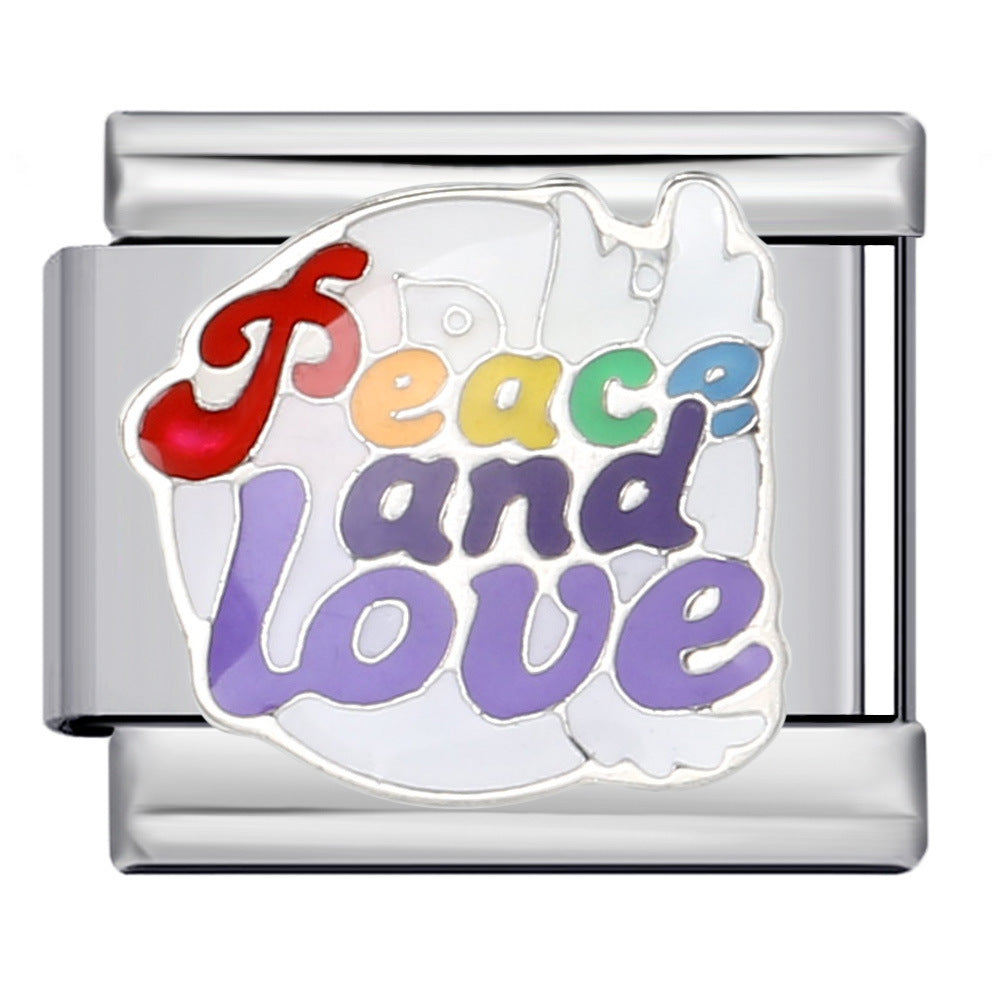 Wholesale Italian Charm Bracelet 9mm DIY Splicing Removable Peace Series Stainless Steel Composable Bracelet