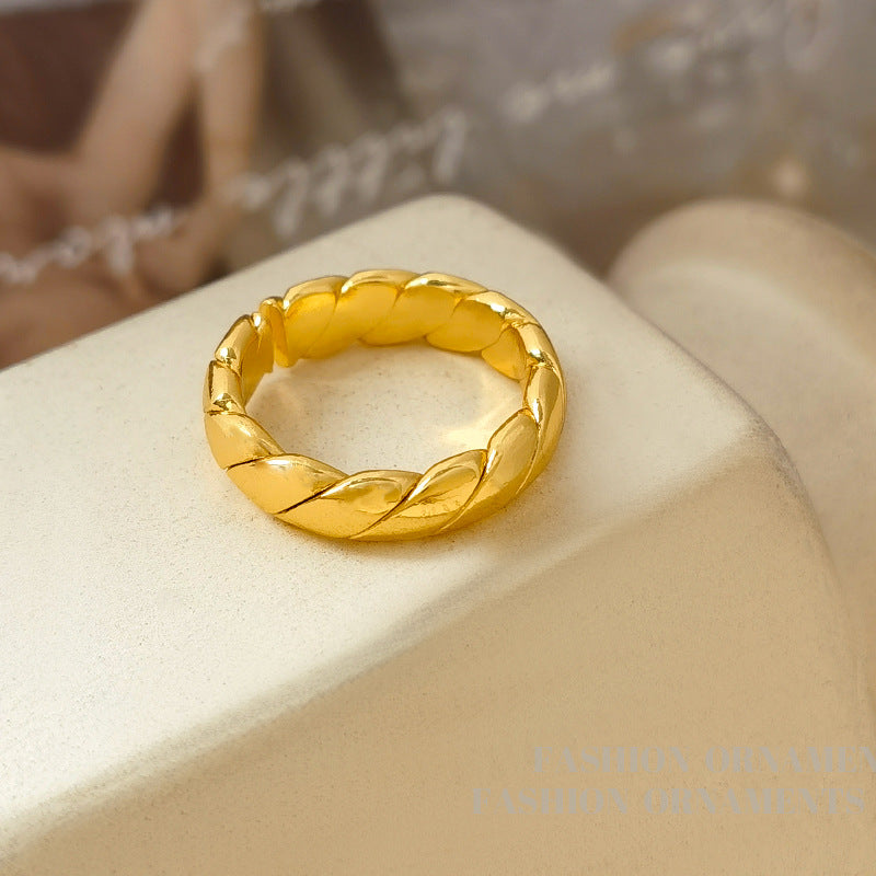 Wholesale copper plated gold vintage twist open ring
