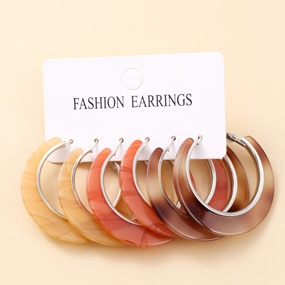 Wholesale Modern Acetate C-Shaped Round Earrings Geometric Design Gift Jewelry Accessory