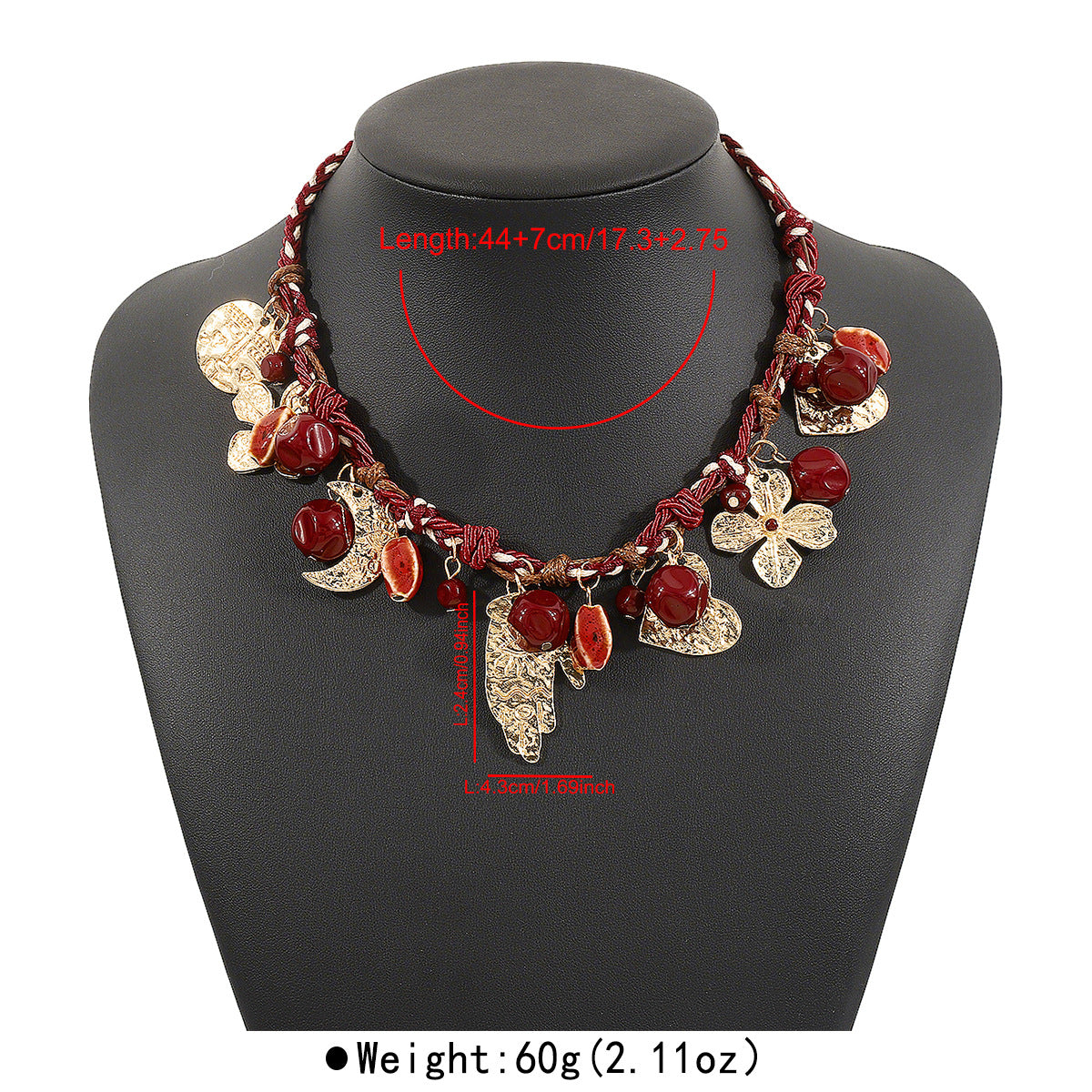 Wholesale Bohemian Ethnic Handmade Red Rope Necklace