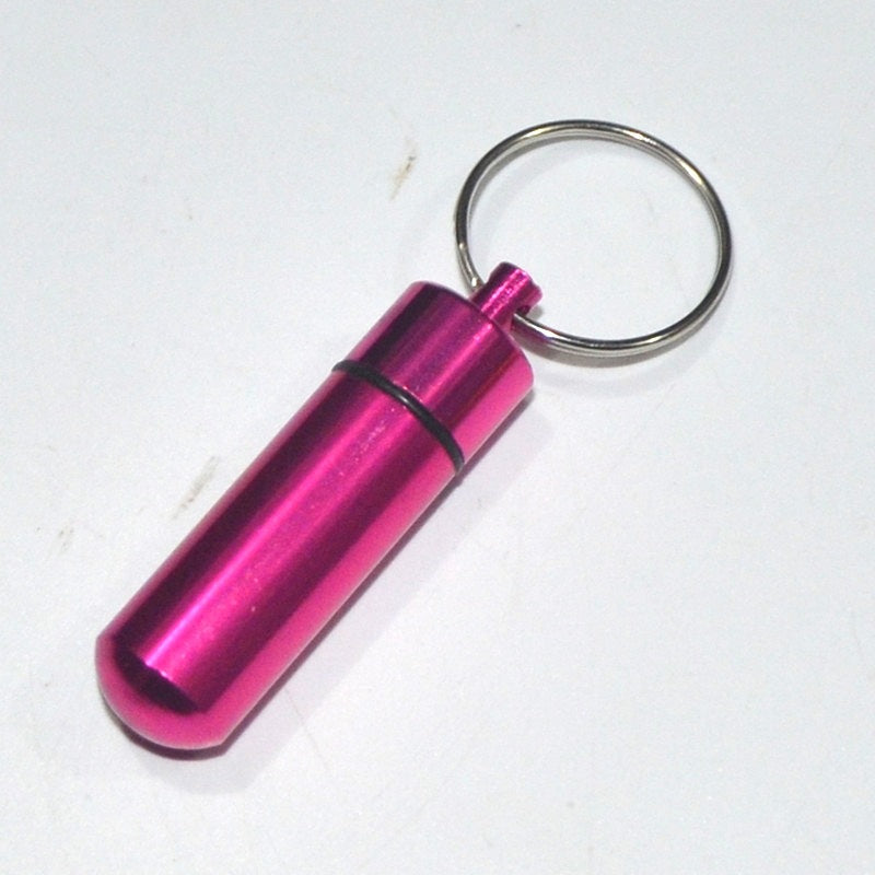 Wholesale Portable Outdoor Waterproof Sealed Aluminum Alloy Pill Bottle Keychain ACC-KC-KaBiao005