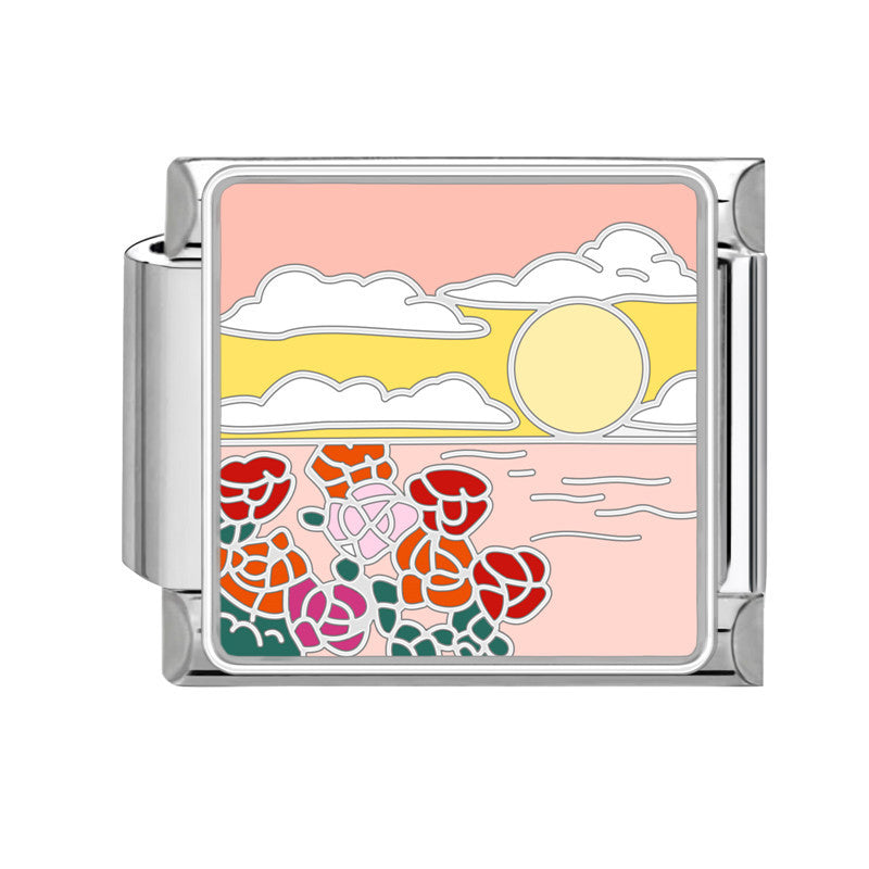 Wholesale Italian Charm Bracelet 9mm DIY Splicing Flowers Stainless Steel Composable Bracelet