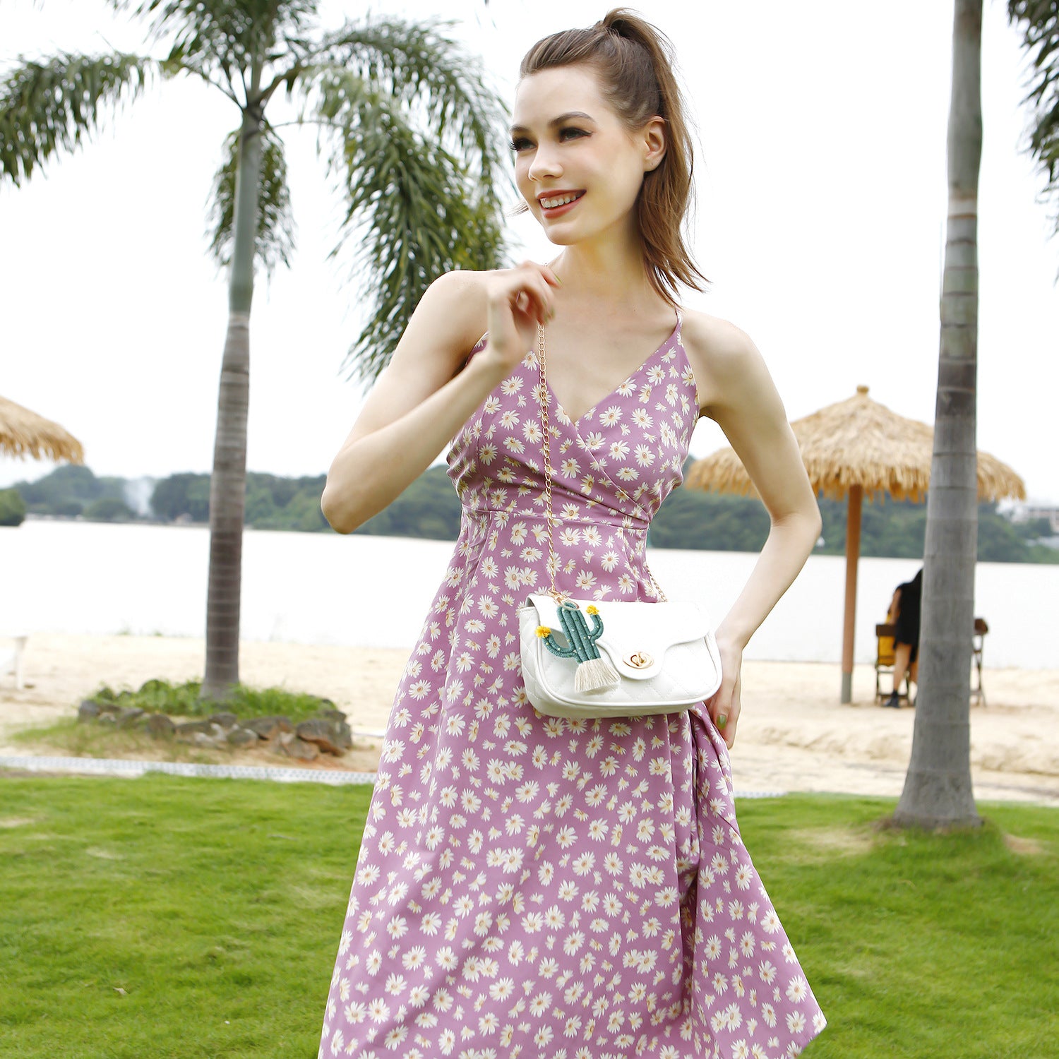 Wholesale cactus keychain bohemian rice beads handwoven ACC-KC-JM001