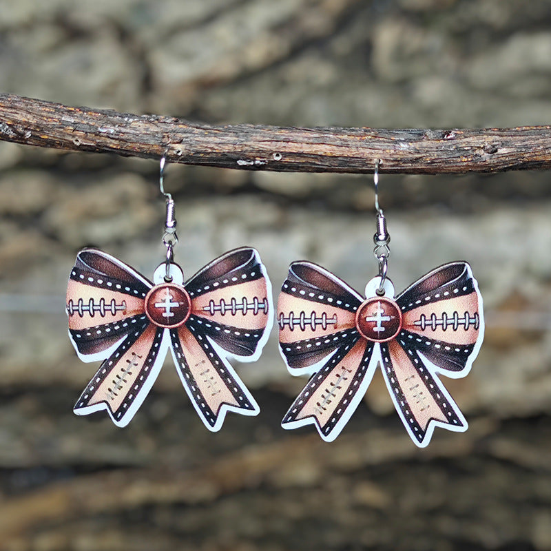 Wholesale sports style earrings creative bow baseball basketball football leopard print earrings