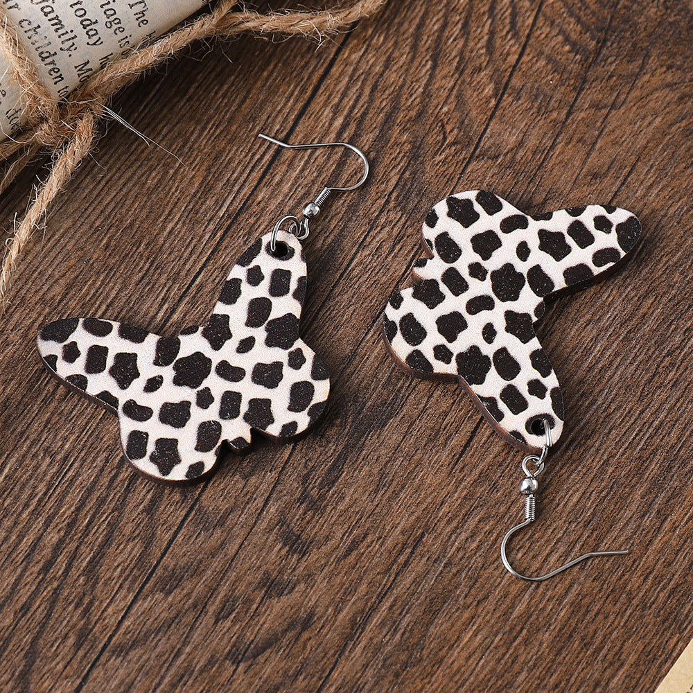 Wholesale  Western Style Dairy Butterfly Wood Earrings