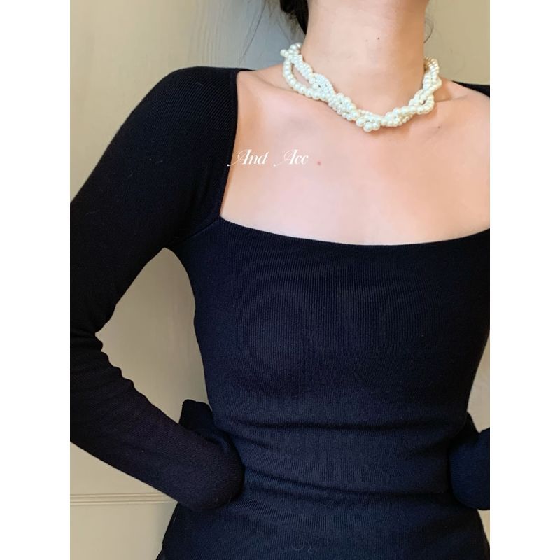 Wholesale Multi-layer Glass Pearl Necklace Vintage  Sweater Chain