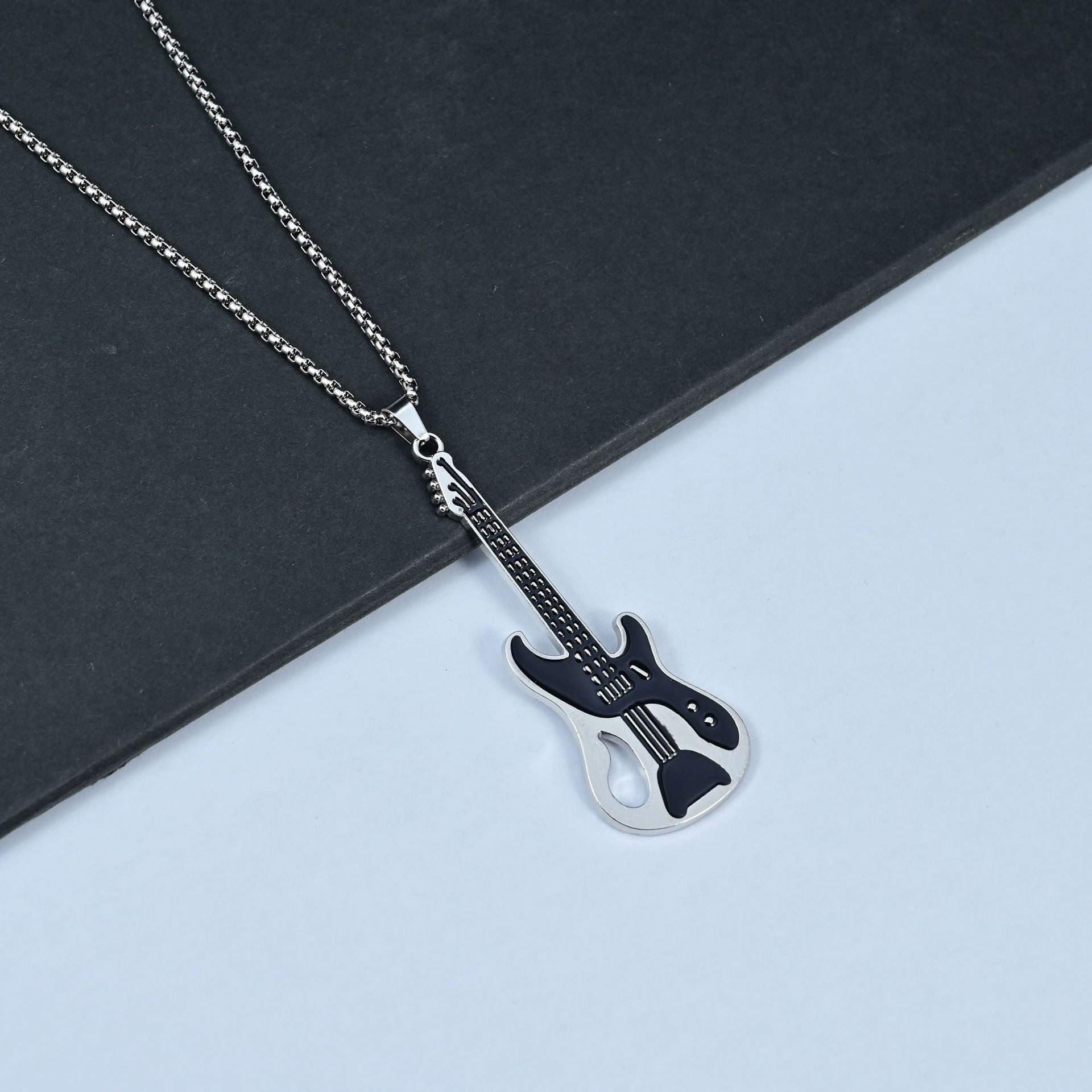 Wholesale Stainless Steel Men S Electric Guitar Pendant Necklace Hip Hop Music Jewelry Fashion Gift