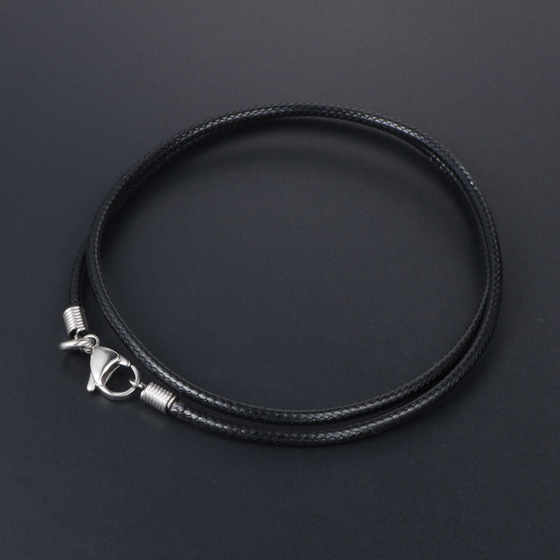 Wholesale Titanium Steel Buckle Simple Black Braided Linen Wax Rope Necklaces ACC-NE-Yixin006