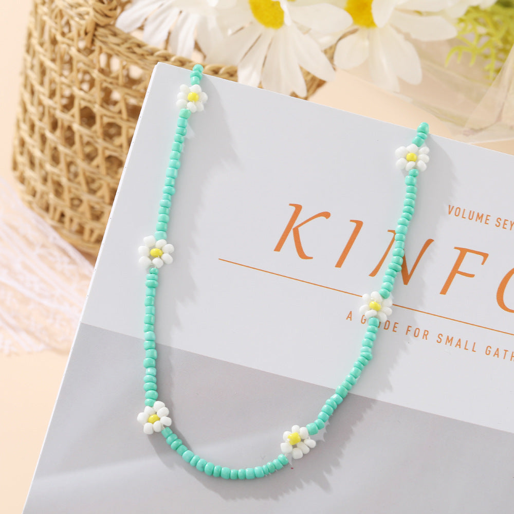 Wholesale Rice Bead Flower Necklace