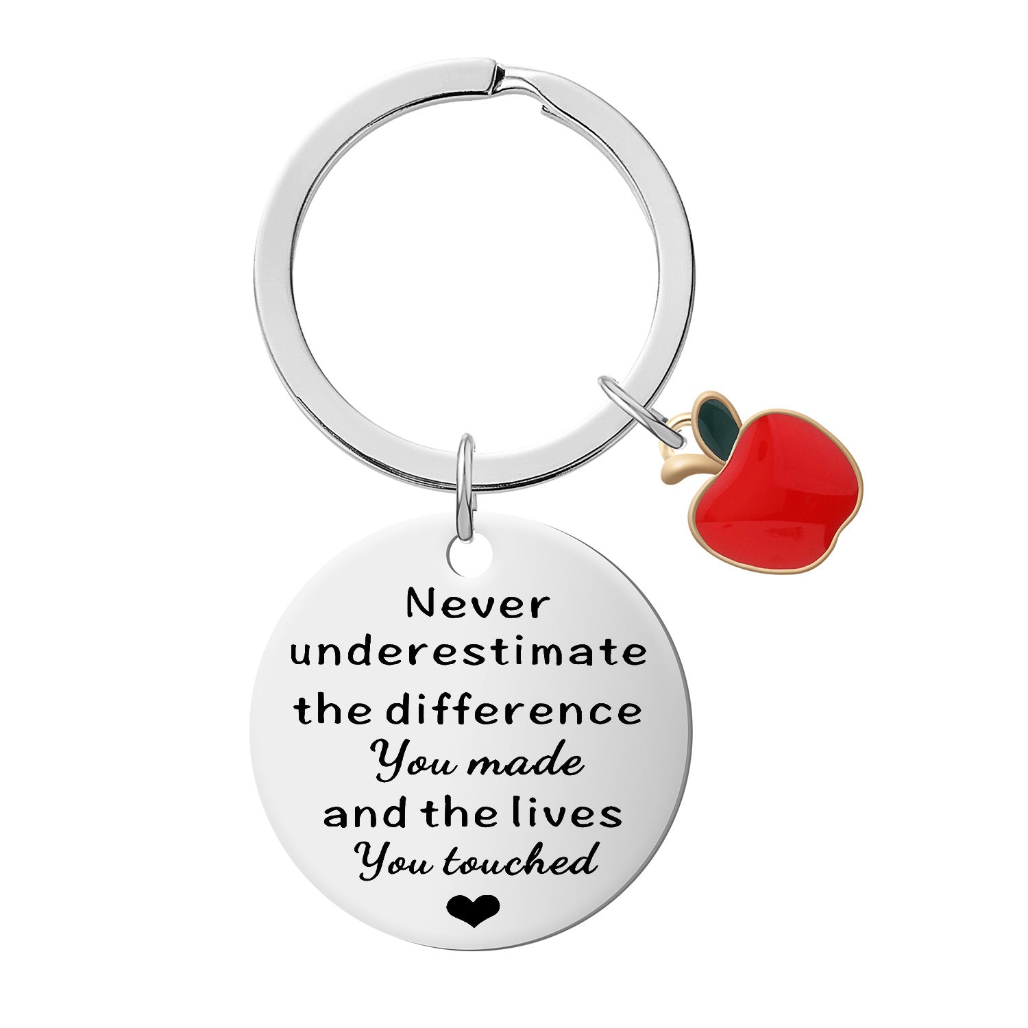 Wholesale Epoxy Apple Stainless Steel Disc Engraved Keychain