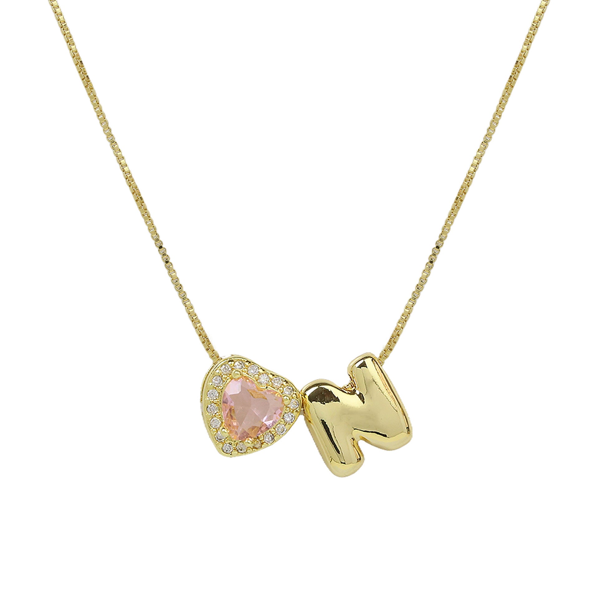 Wholesale Cute bubble 26 English letters love heart clavicle necklace