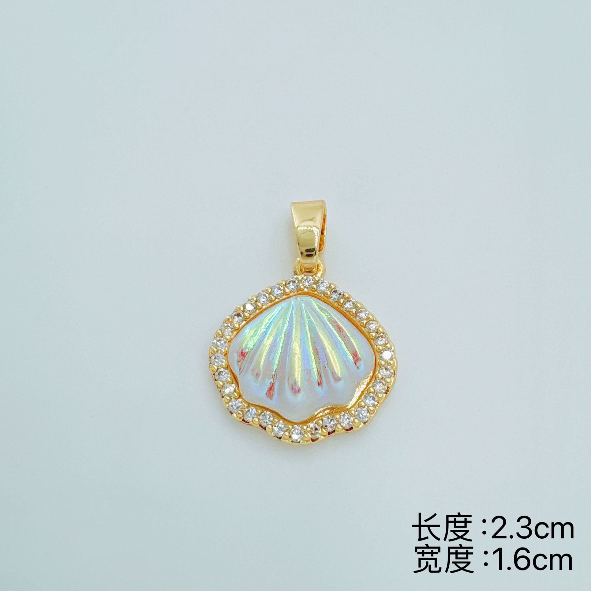 Wholesale Ocean Marine Pendant Necklace Gold Plated Copper Zircon Seashell Mermaid Tail Jewelry Accessory
