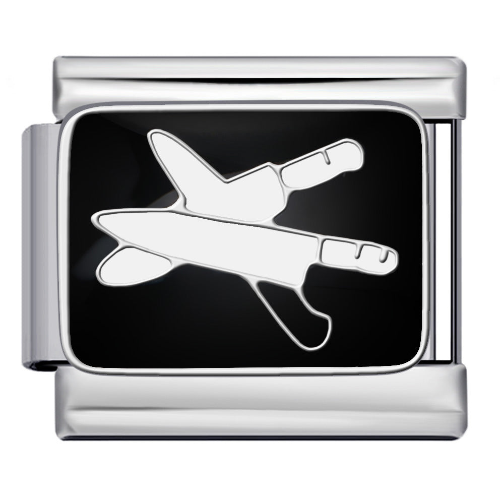 Wholesale Italian DIY  modular Charms Titanium steel oil drip welding pattern strap Charms