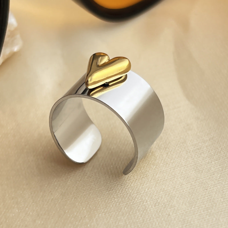 Wholesale Heart Shaped Stainless Steel Rings Gold Plated Silver  Ring