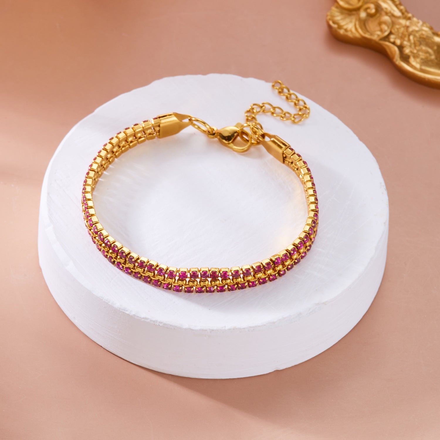 Wholesale Stainless Steel Diamond Bracelet Color Zircon Rhinestone Claw Chain