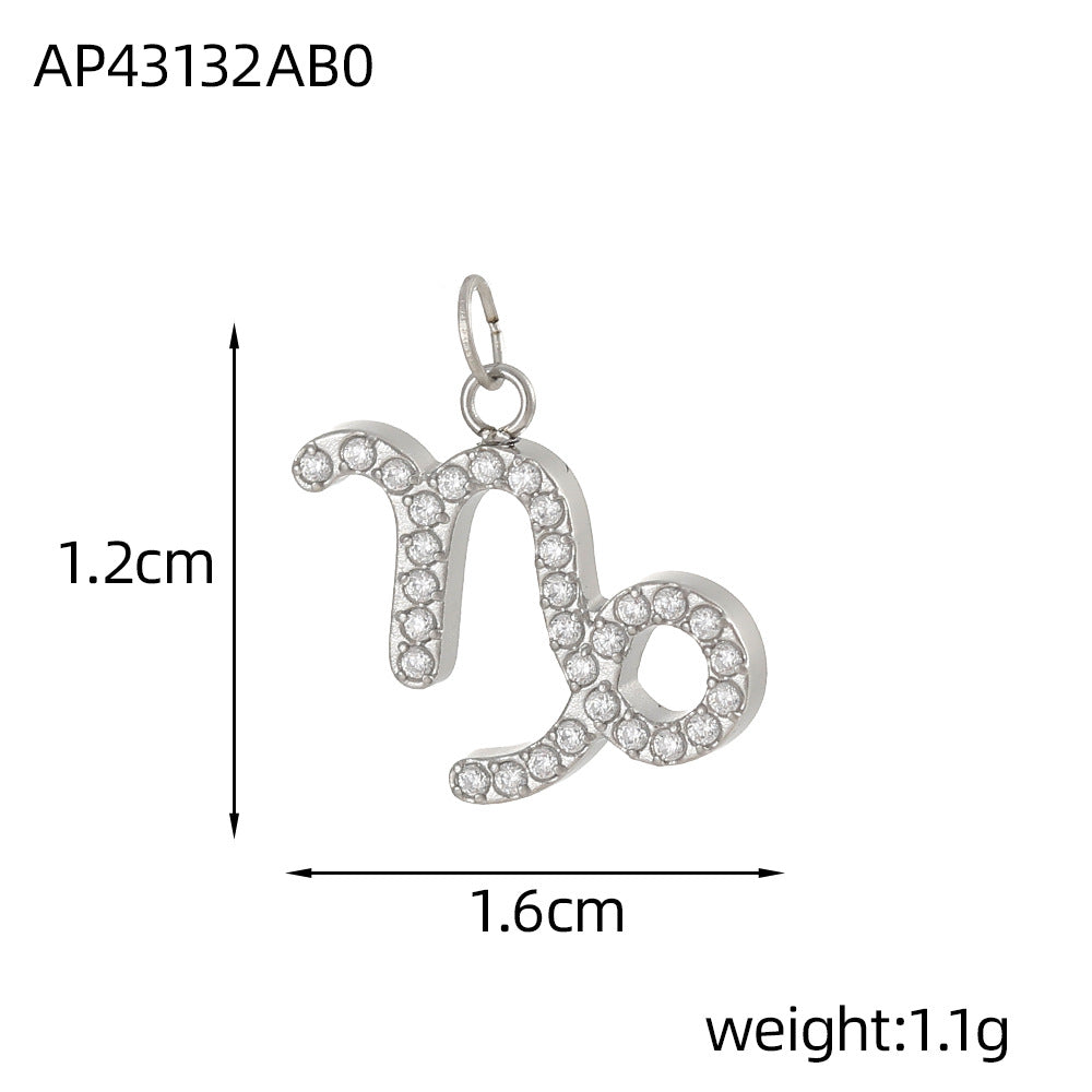 Wholesale Twelve Zodiac DIY stainless steel micro-inlaid diamond pendant