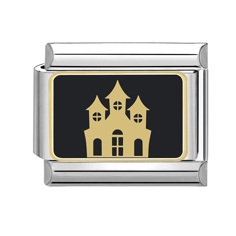 Wholesale Italian Charm Bracelet 9mm DIY Splicing Black Halloween Series Stainless Steel Composable Bracelet