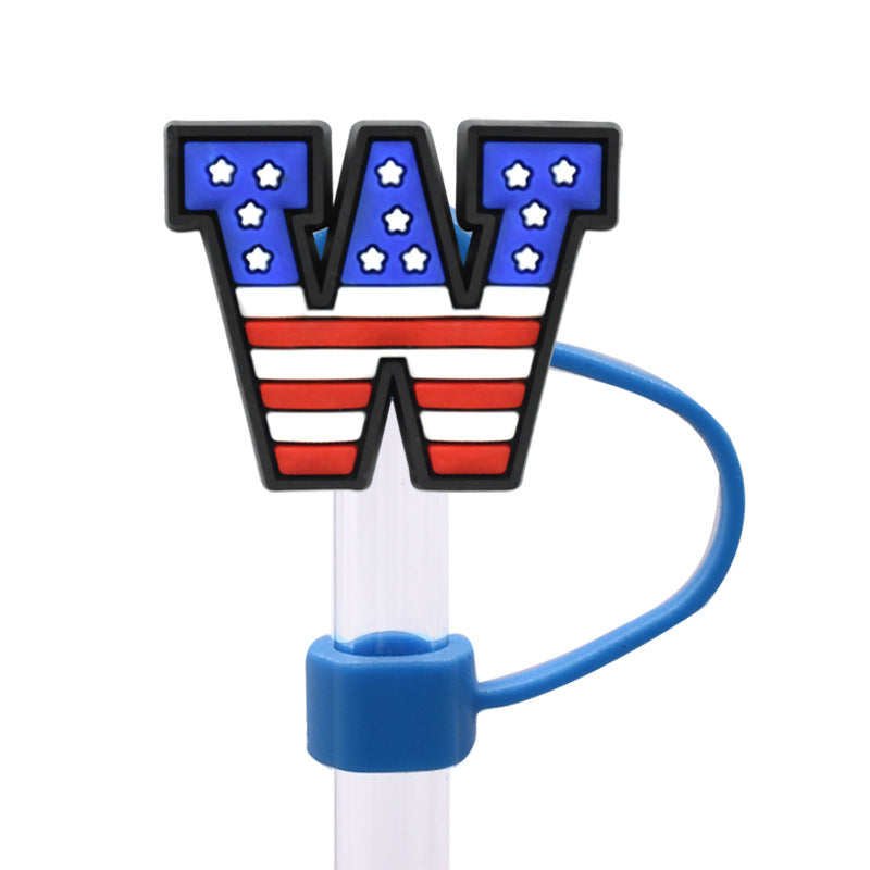 Wholesale Random 100pcs dustproof straw cap letter Straw Cover Straw Tube Cap