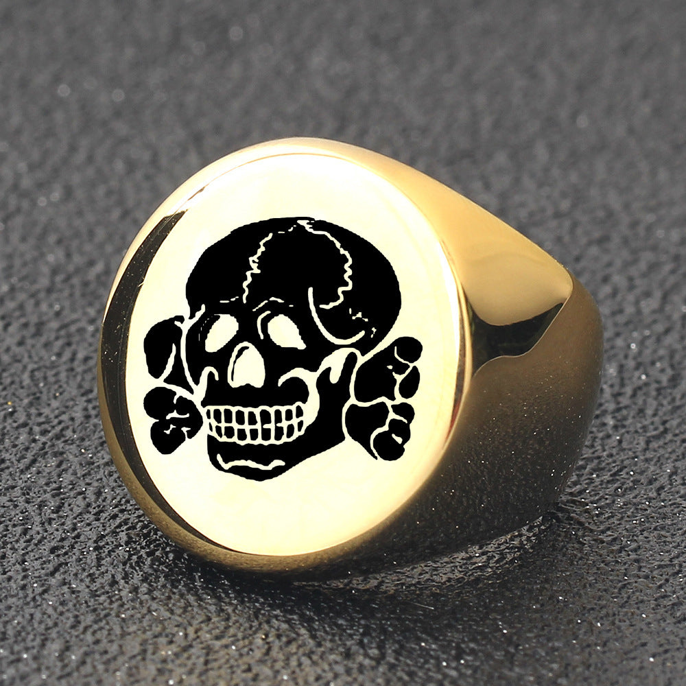Wholesale  titanium steel  laser skull men's ring