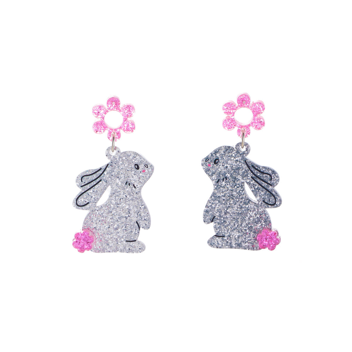 Wholesale  Flash Cute Rabbit Acrylic Ear Drop Light Luxury  Earrings
