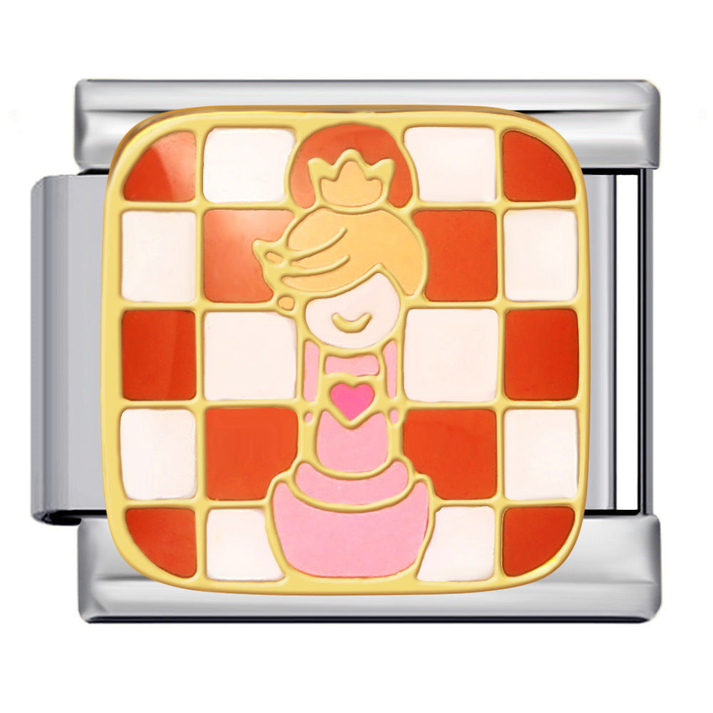 Wholesale 5pcs Italian Charm Bracelet 9mm DIY Splicing Chess Elements Stainless Steel Composable Bracelet