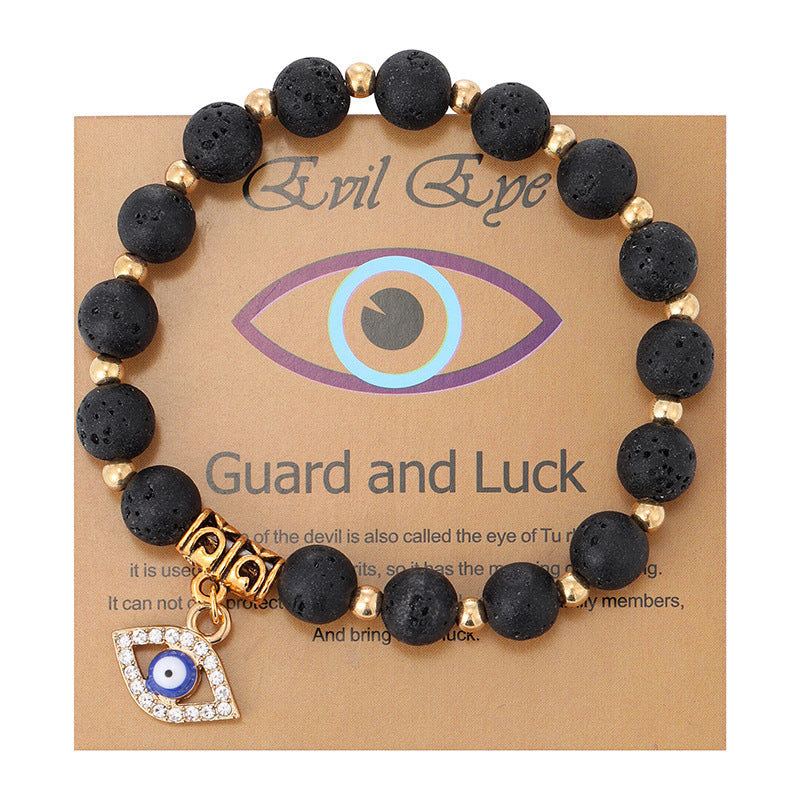 Wholesale  8mm Pink Zebra Stone Bracelet Devil' s Eye Pendant Bracelet