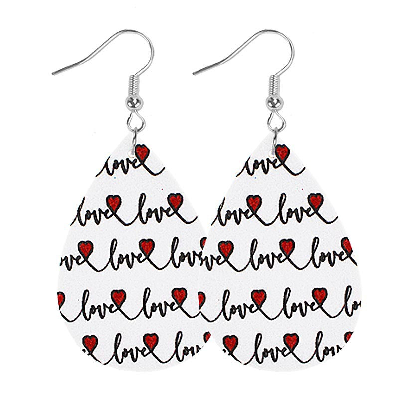 Wholesale PU leather heart-shaped earrings
