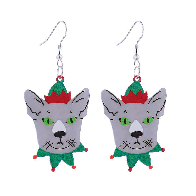 Wholesale Christmas Colorful Acrylic Elk Wine Glass Puppy Earrings ACC-ES-CT036