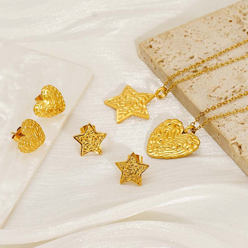 Wholesale  stainless steel jewelry suit  love earring necklace clavicle chain jewelry