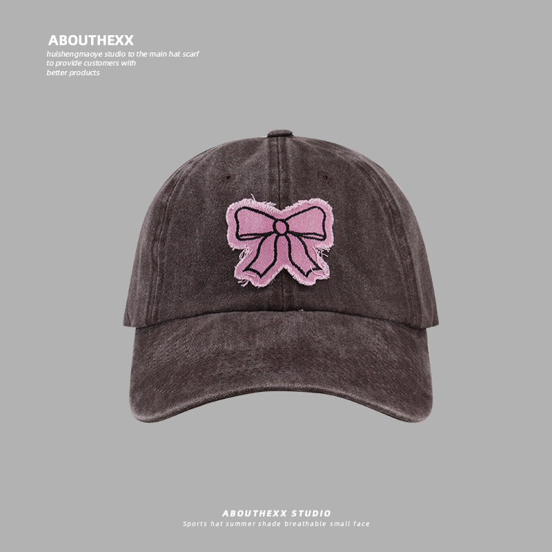 Wholesale  Cute  Bow Hat Washed Baseball Cap