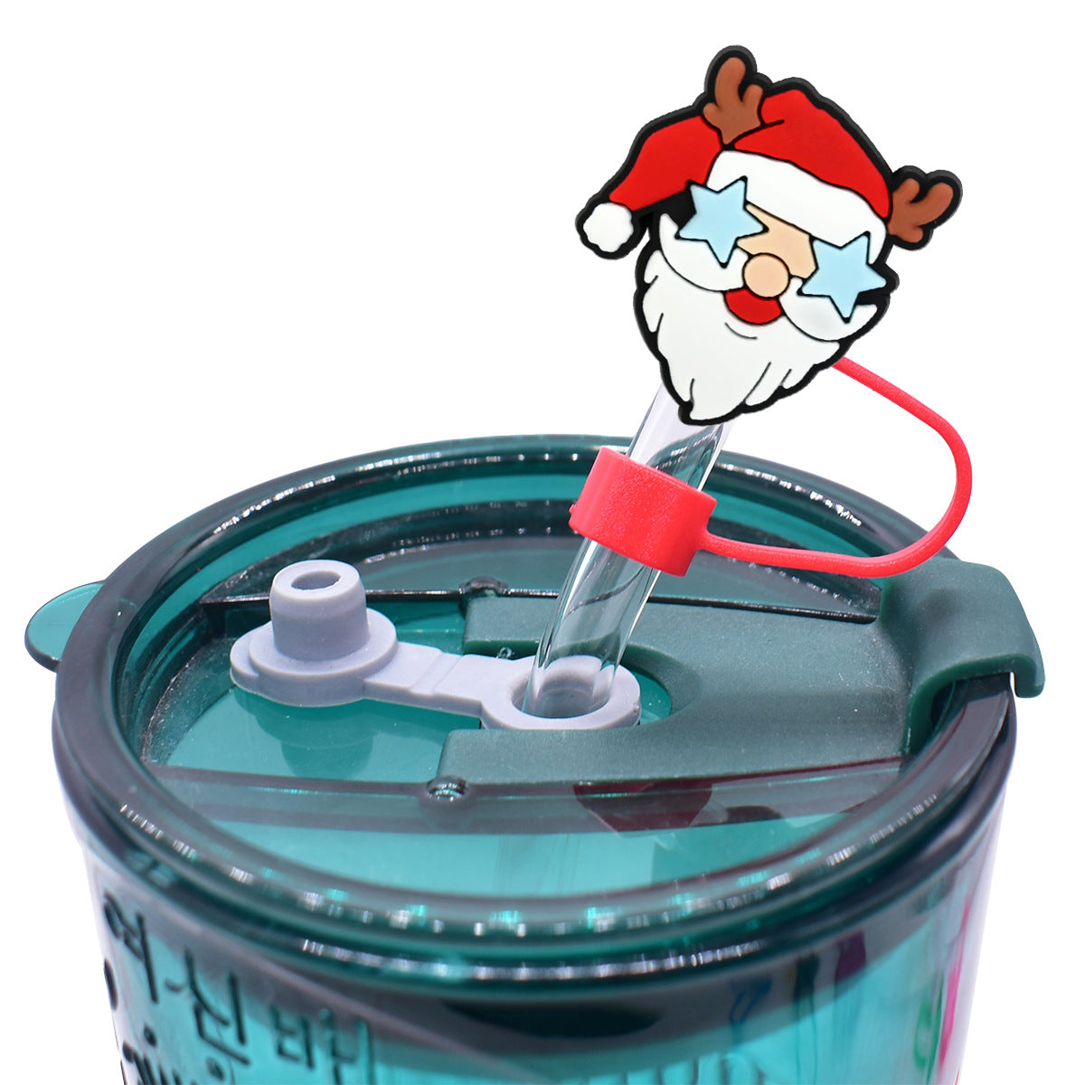 Wholesale Random 100pcs  Christmas series  10mm PVC Soft Straw Tube Cap