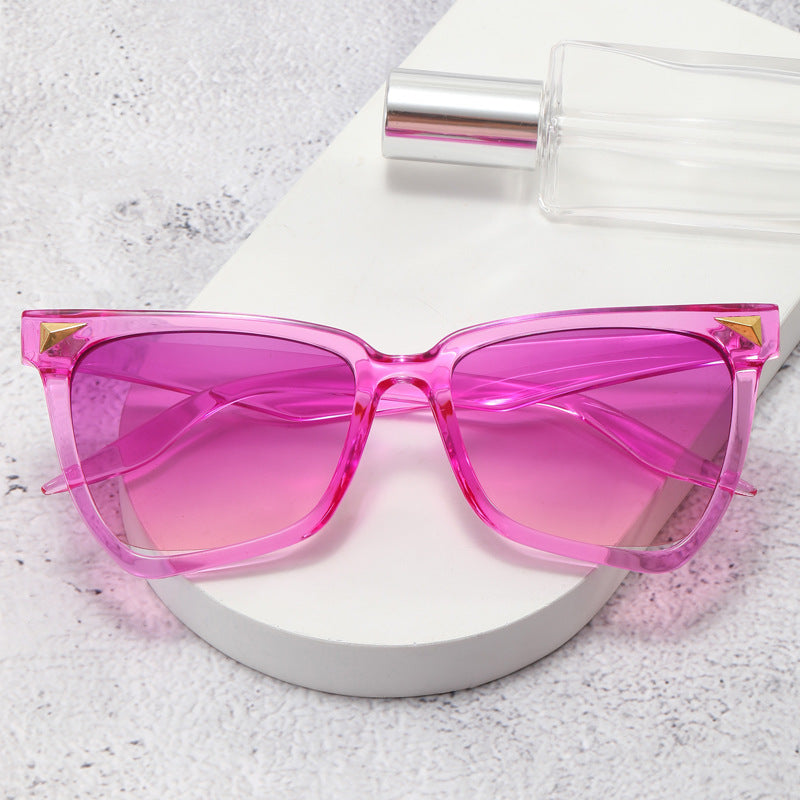 Wholesale Rainbow Pattern Cat's Eye Glasses Irregular Sunglasses