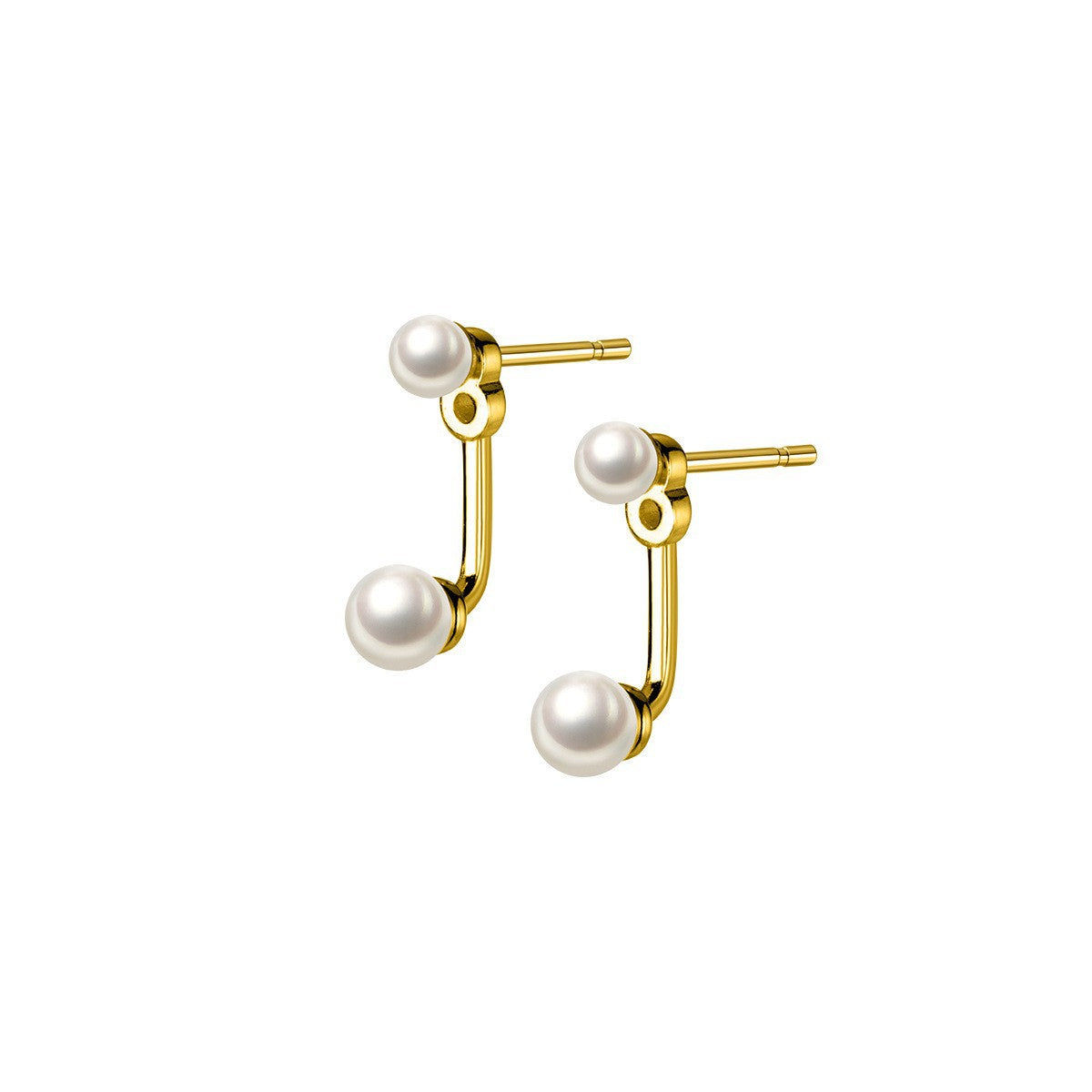 Wholesale Korean Style Back Hanging Pearl Earrings Platinum Plated - Fashion Accessory for Boutique Resale and Party
