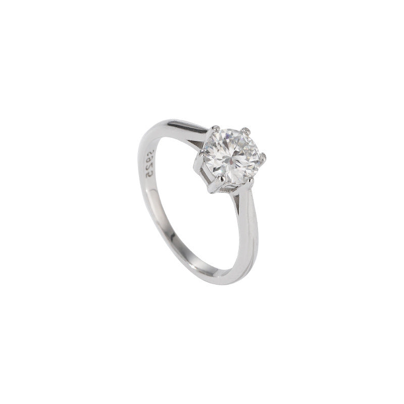 Wholesale Moissanite diamond ring 925 sterling silver 50 points 1 karat six claw ring