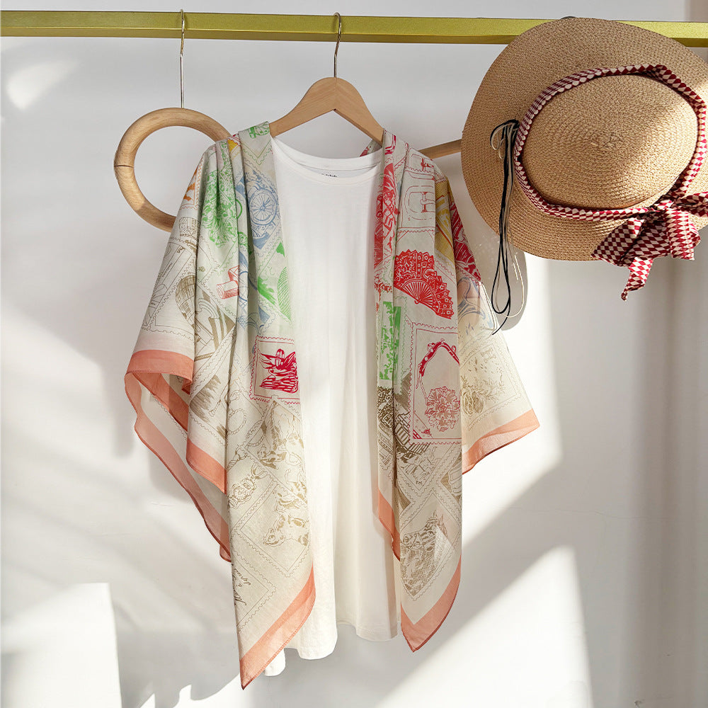 Wholesale Silk Cotton with Sun Protection 105cm Silk Scarf