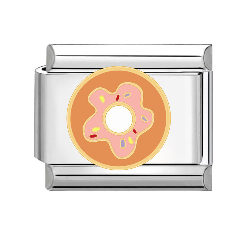 Wholesale Italian Charm Bracelet 9mm DIY Splicing Cute Dessert Titanium Steel Composable Bracelet