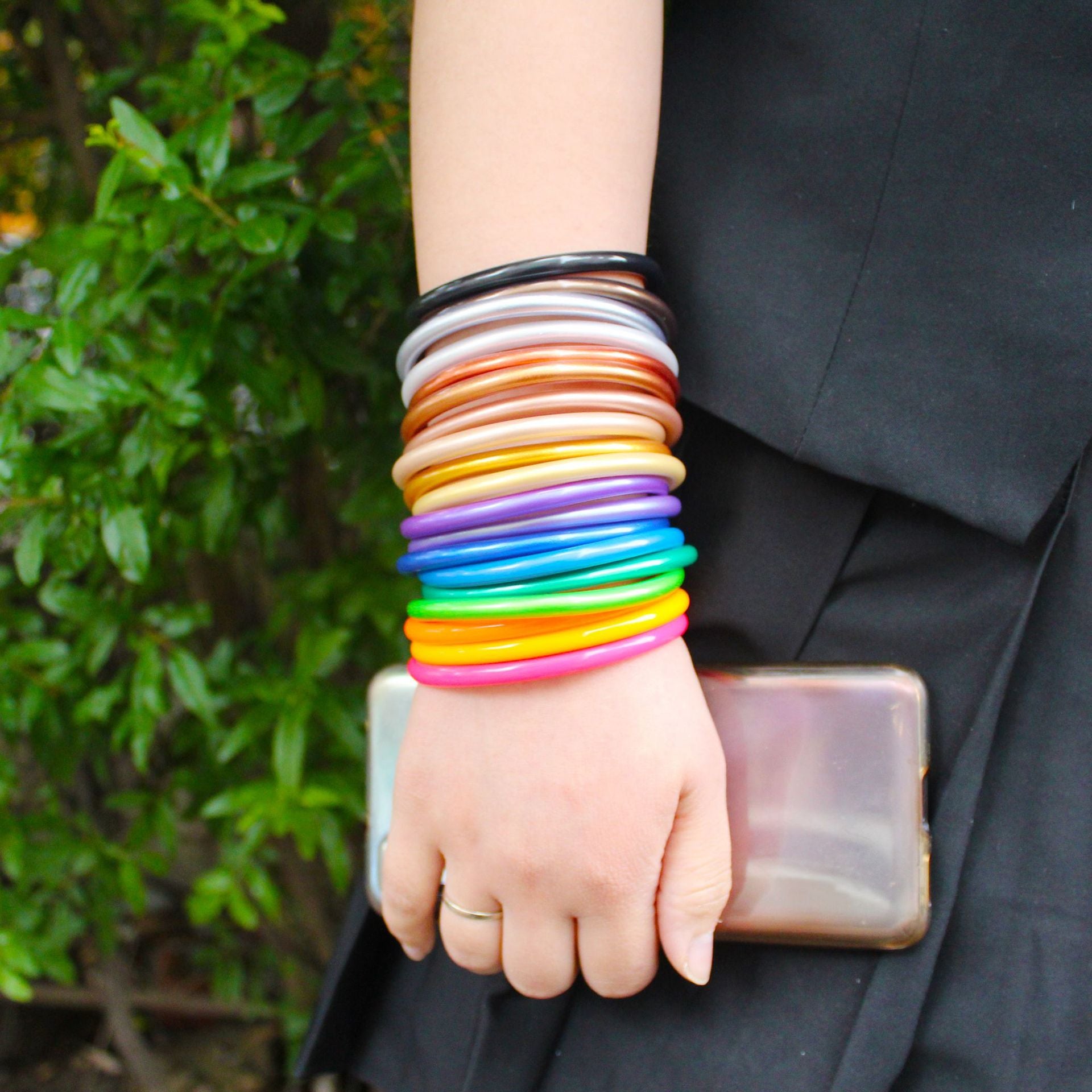 Wholesale Color Plastic Gold Powder Jelly Bangles Bracelet ACC-BT-YTian002