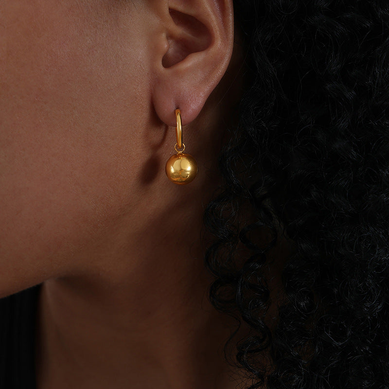 Wholesale Glossy Steel Ball Pendant Titanium Steel Gold Plated Jewelry Set Necklaces ACC-NE-Fangt003