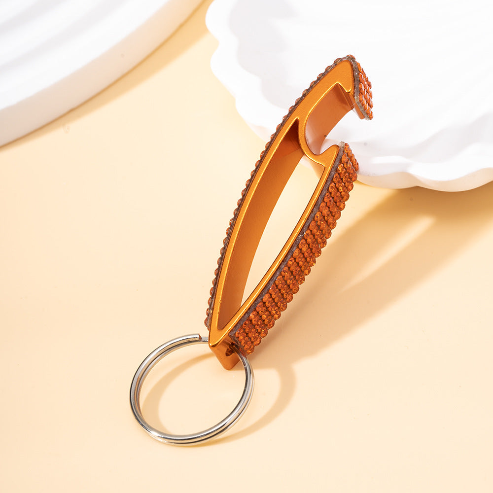 Wholesale Diamond-studded multifunctional beer bottle opener keychain
