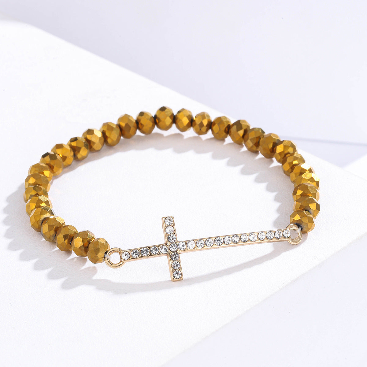Wholesale Diamond Cross Colorful Crystal Beaded Bracelet